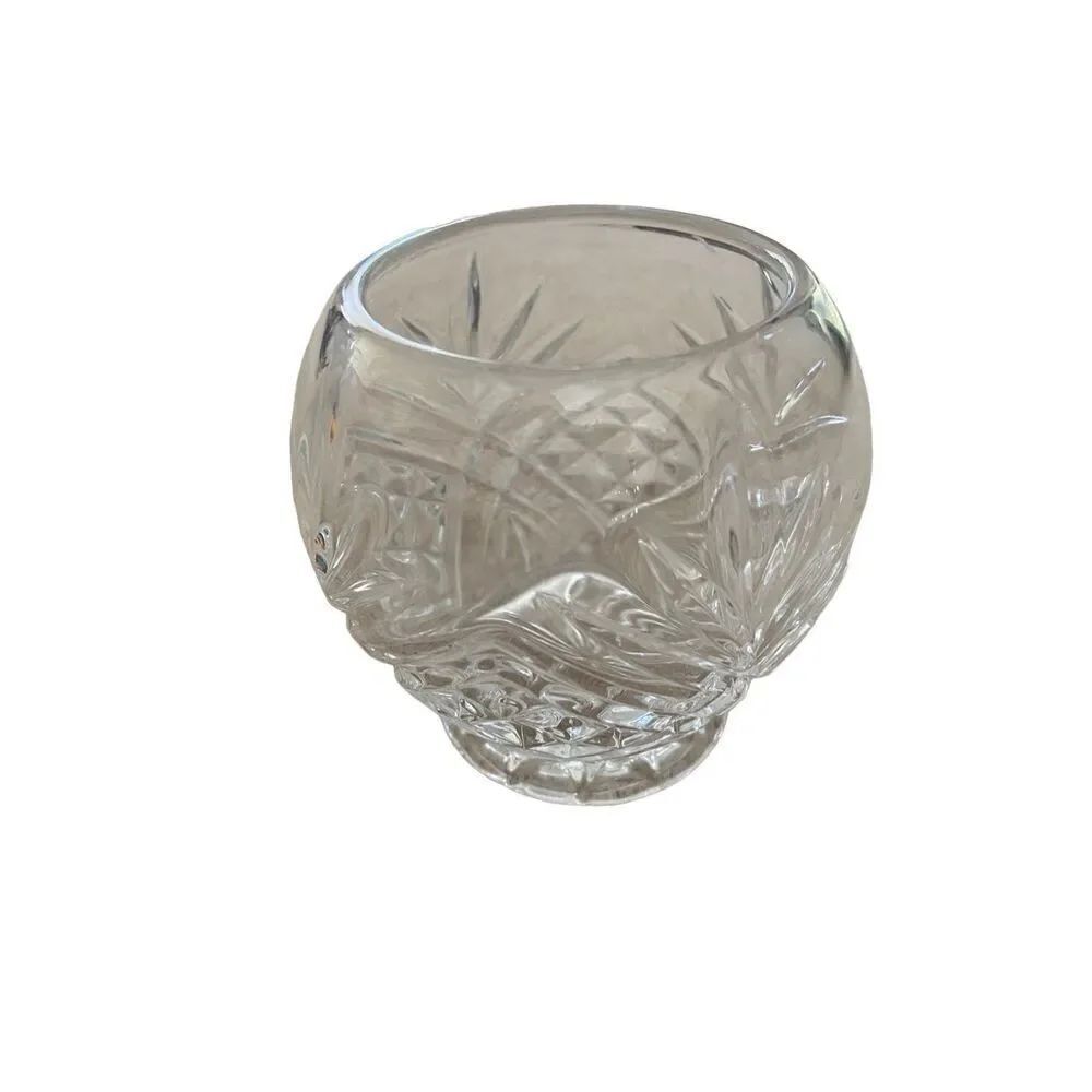 Vintage Hand Cut Clear Crystal Glass Bowl Art Centerpiece Glasswear Decor Living